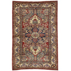 Retro Turkish Oushak Accent Rug with Modern Tribal Style