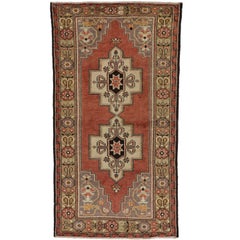 Vintage Turkish Oushak Accent Rug with Modern Spanish Colonial Style