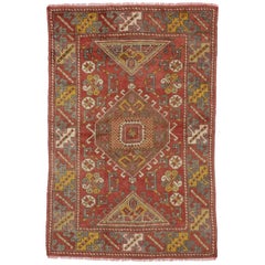 Retro Turkish Oushak Accent Rug, Entry or Foyer Rug