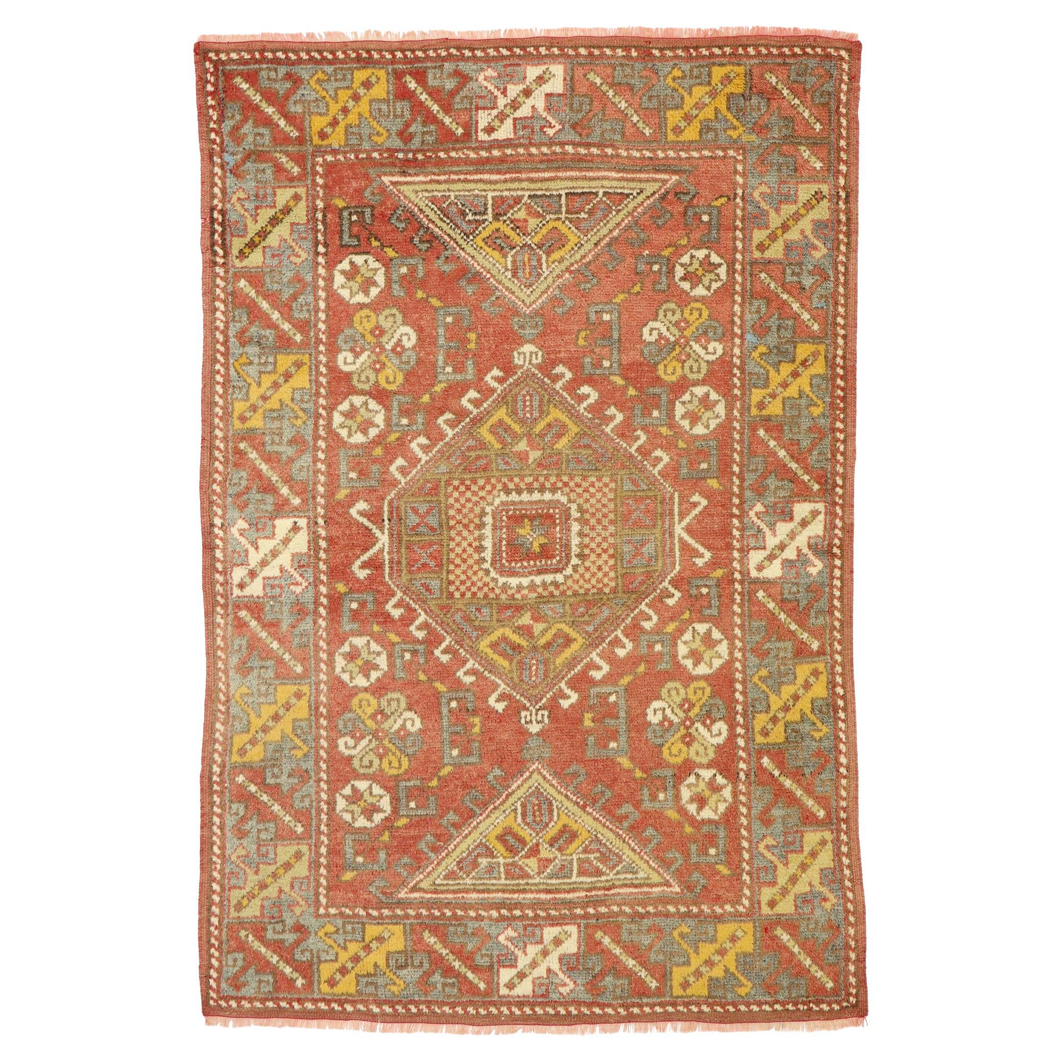 1950's Turkish Oushak Carpet with Modern Tribal Style