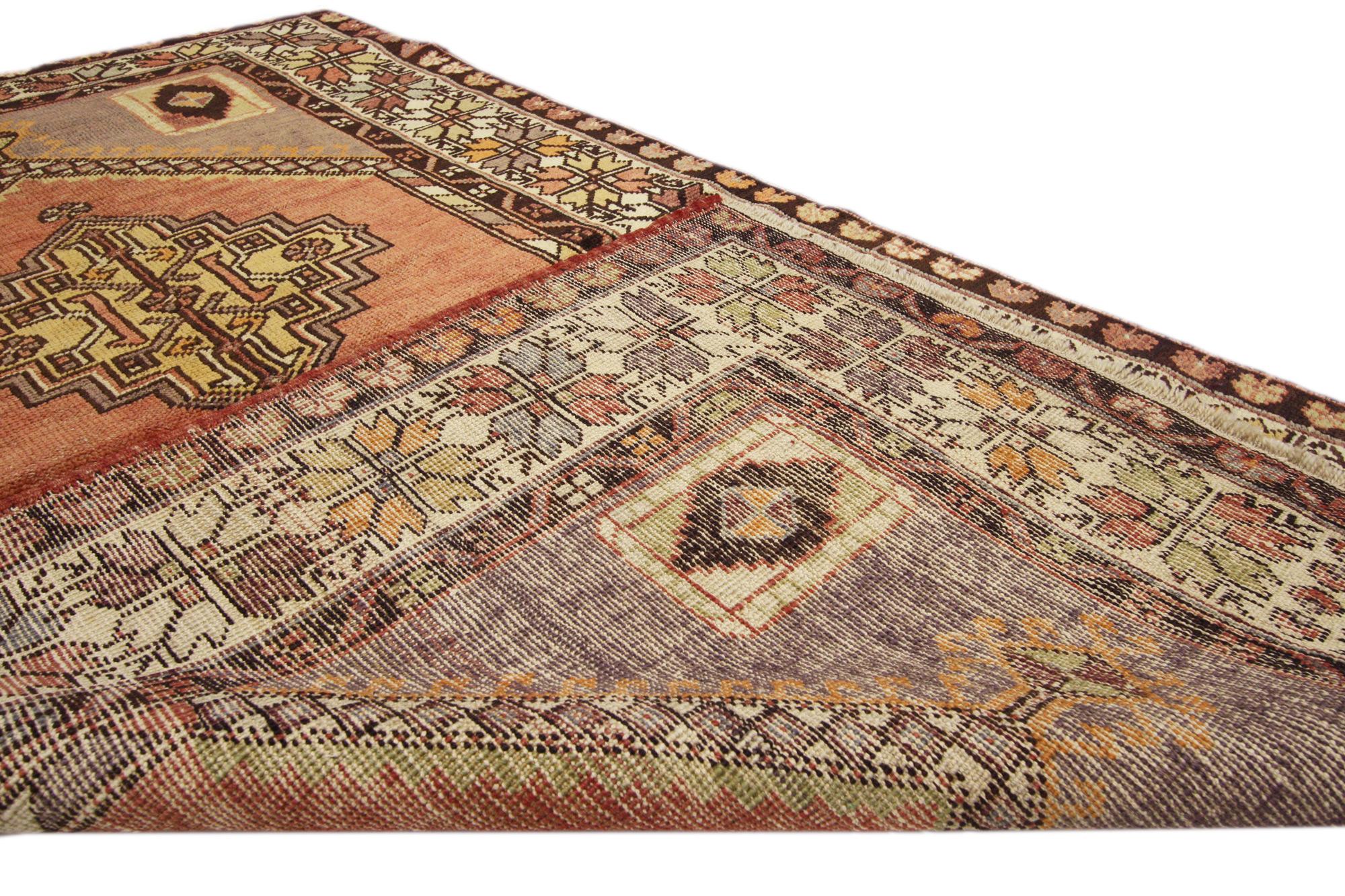 Vintage Turkish Oushak Accent Rug, Entry or Foyer Rug with Rustic Modern Style For Sale 1