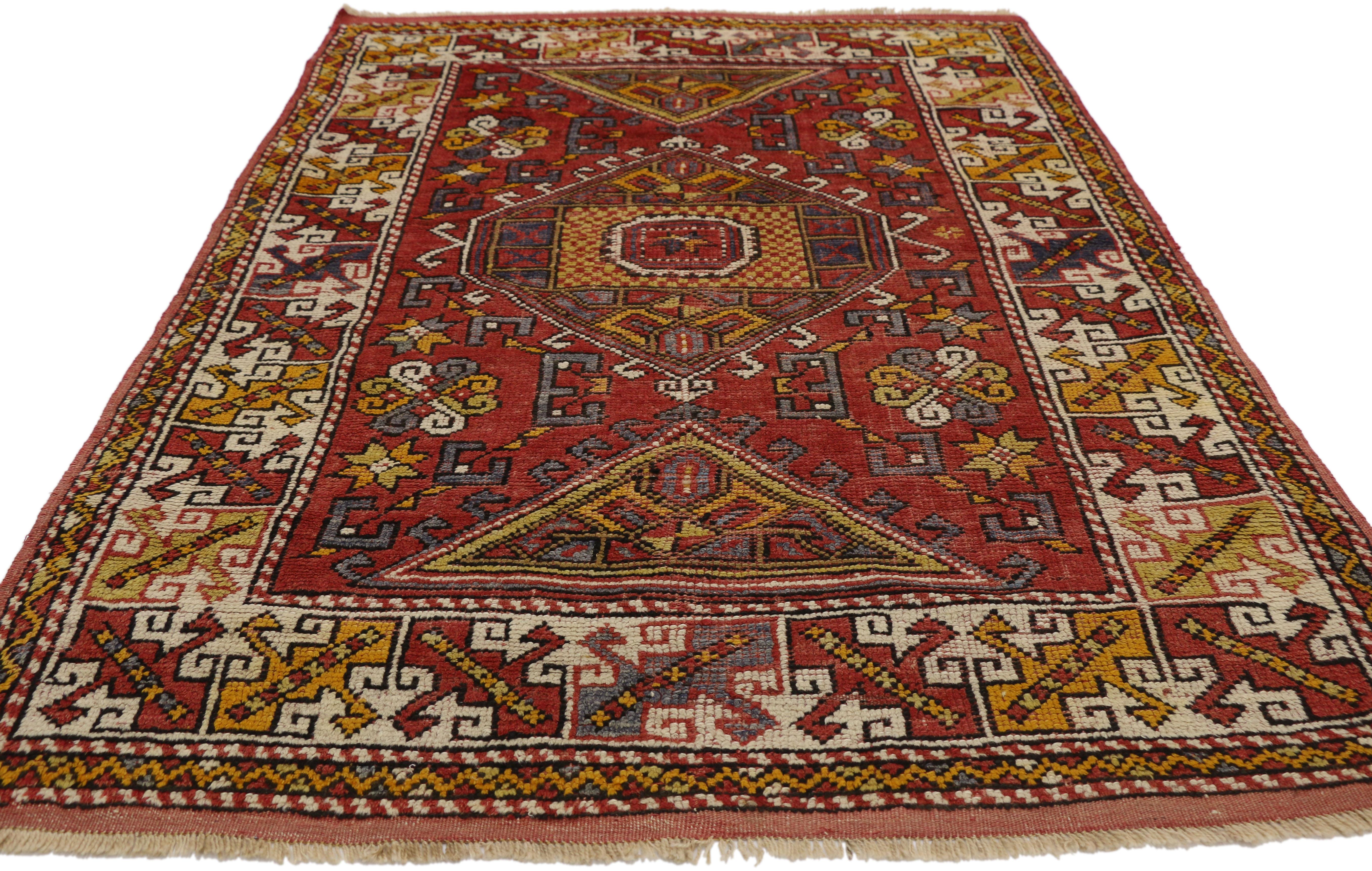 Hand-Knotted Vintage Turkish Oushak Accent Rug for Entry, Kitchen, Foyer or Bathroom For Sale