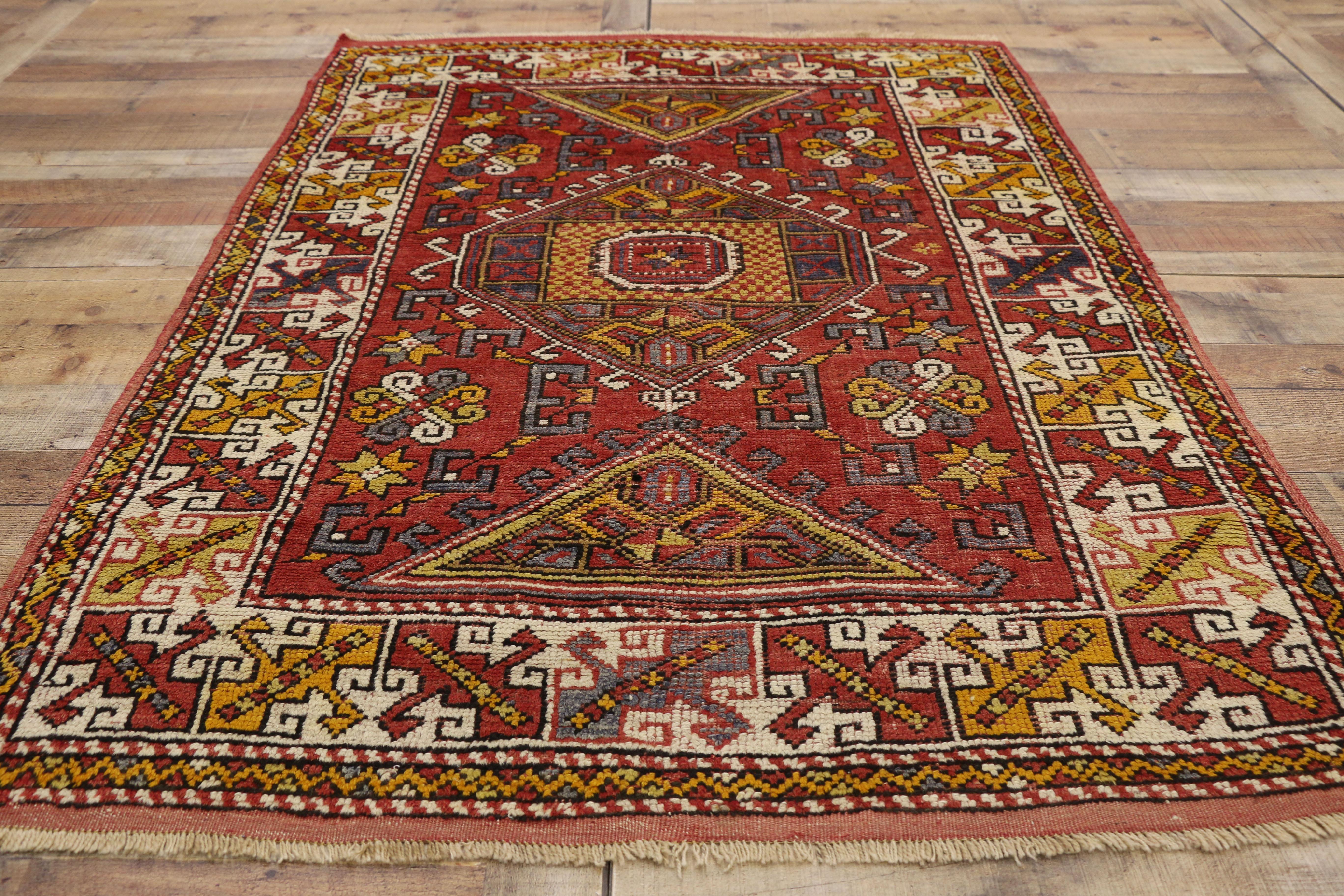 Vintage Turkish Oushak Accent Rug for Entry, Kitchen, Foyer or Bathroom For Sale 1