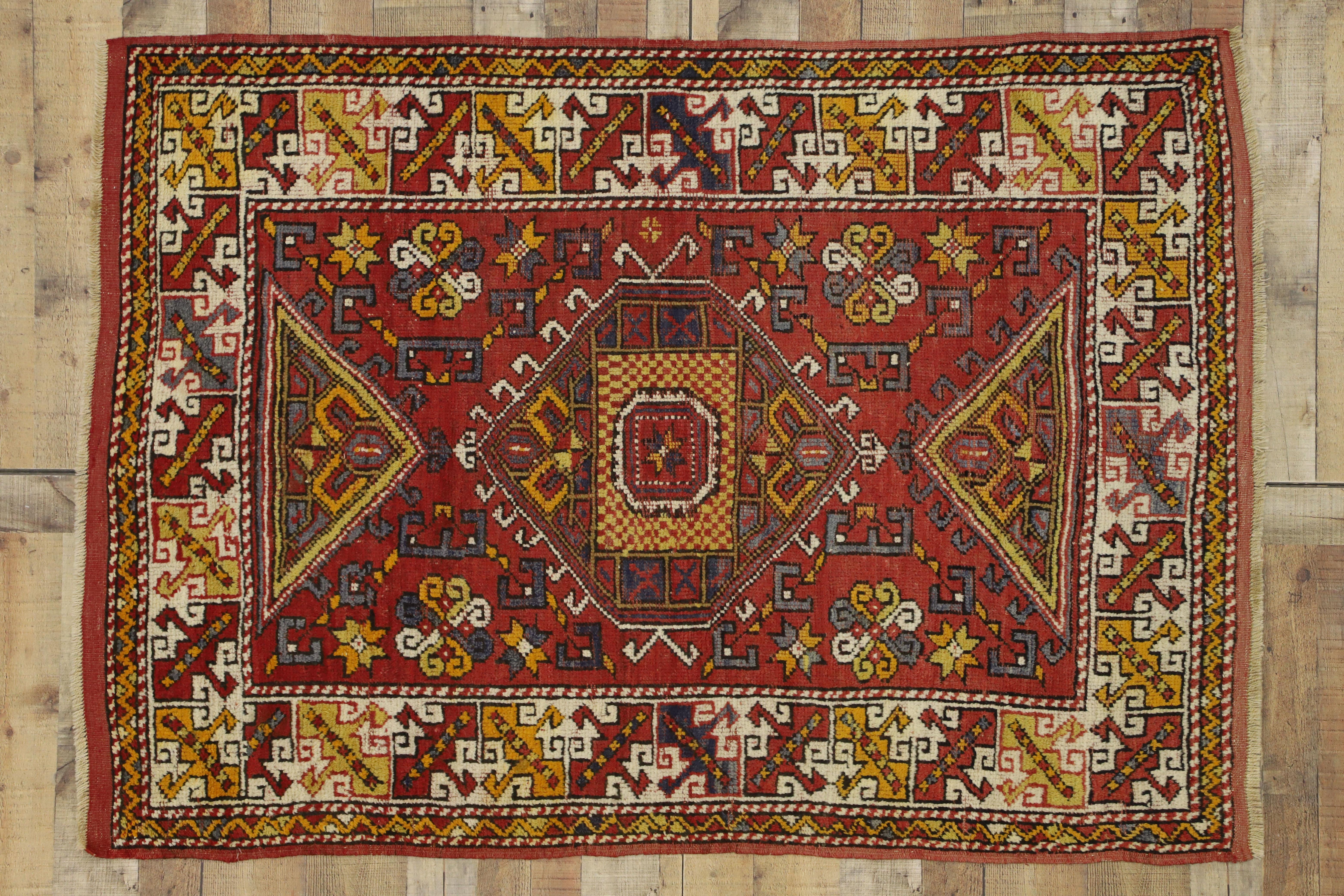 Vintage Turkish Oushak Accent Rug for Entry, Kitchen, Foyer or Bathroom For Sale 2