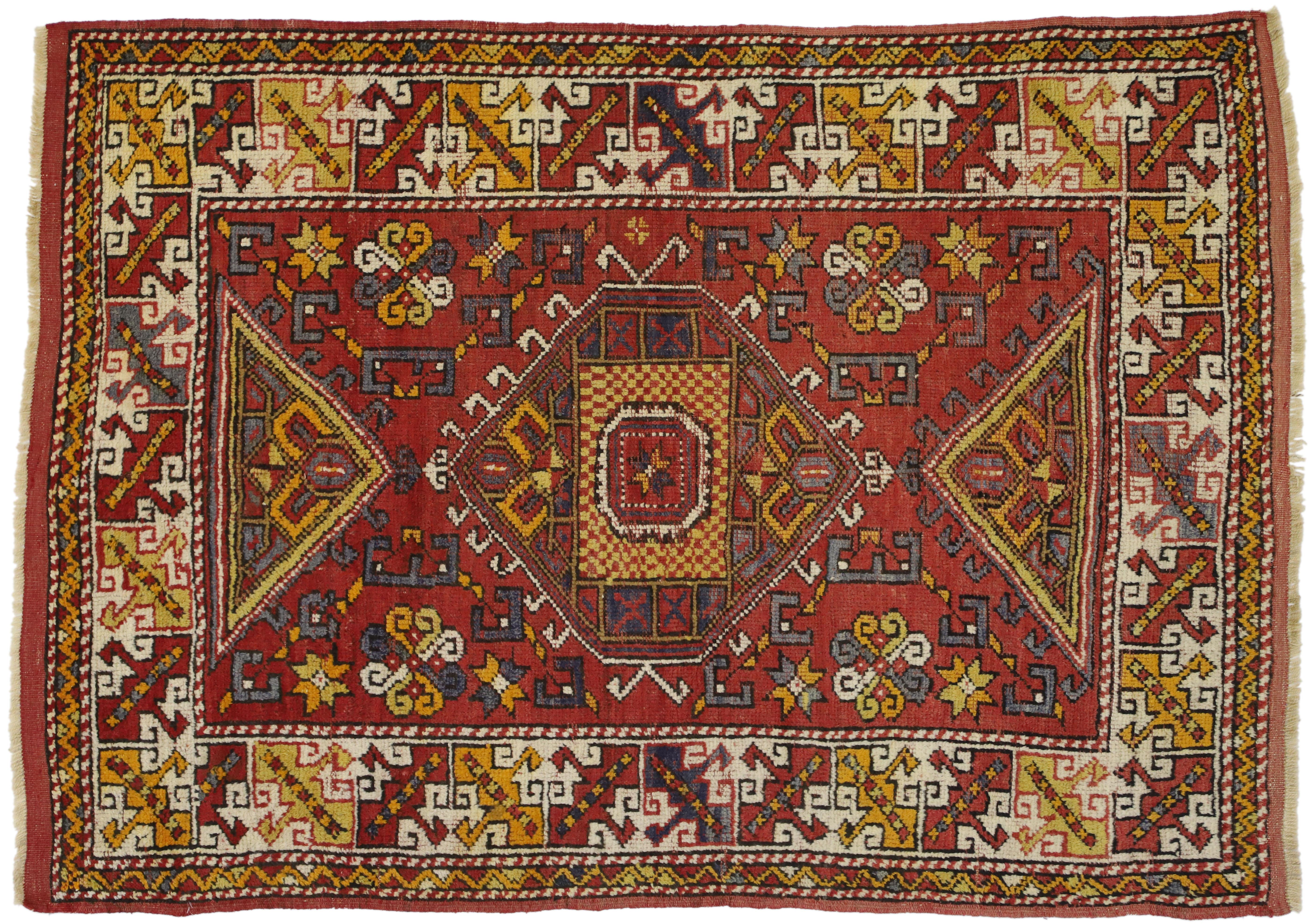 Vintage Turkish Oushak Accent Rug for Entry, Kitchen, Foyer or Bathroom For Sale 3