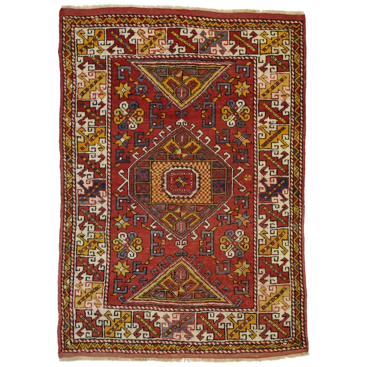 Alfombra de acento Oushak turca vintage para la entrada, la cocina, el recibidor o el baño