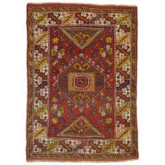 Retro Turkish Oushak Accent Rug for Entry, Kitchen, Foyer or Bathroom