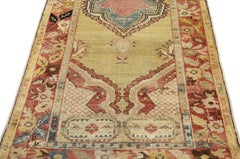 Vintage Turkish Oushak Accent Rug for Kitchen, Bathroom, Foyer or Entry