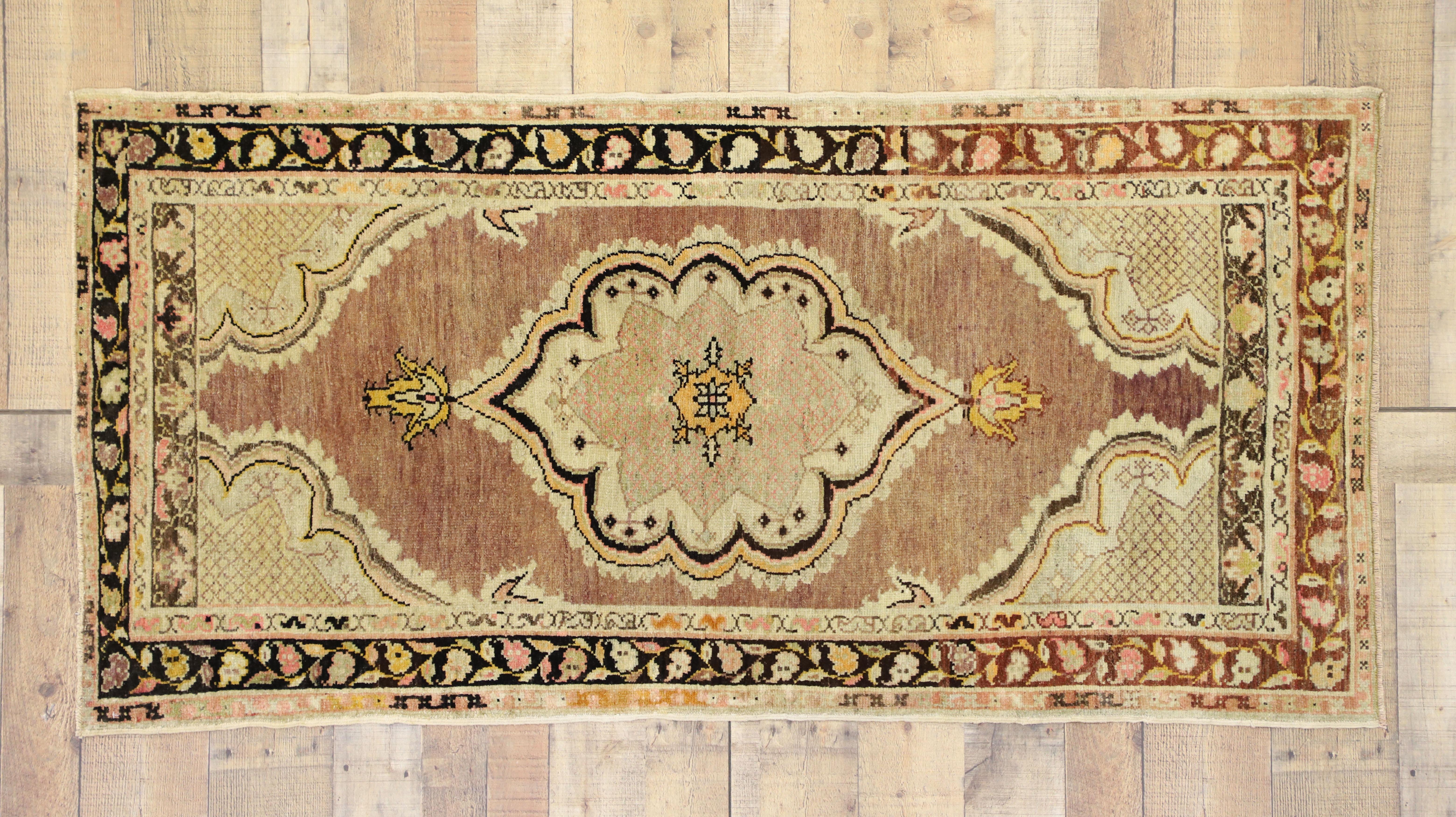 Hand-Knotted Vintage Turkish Oushak Accent Rug for Kitchen, Bathroom, Foyer or Entry For Sale