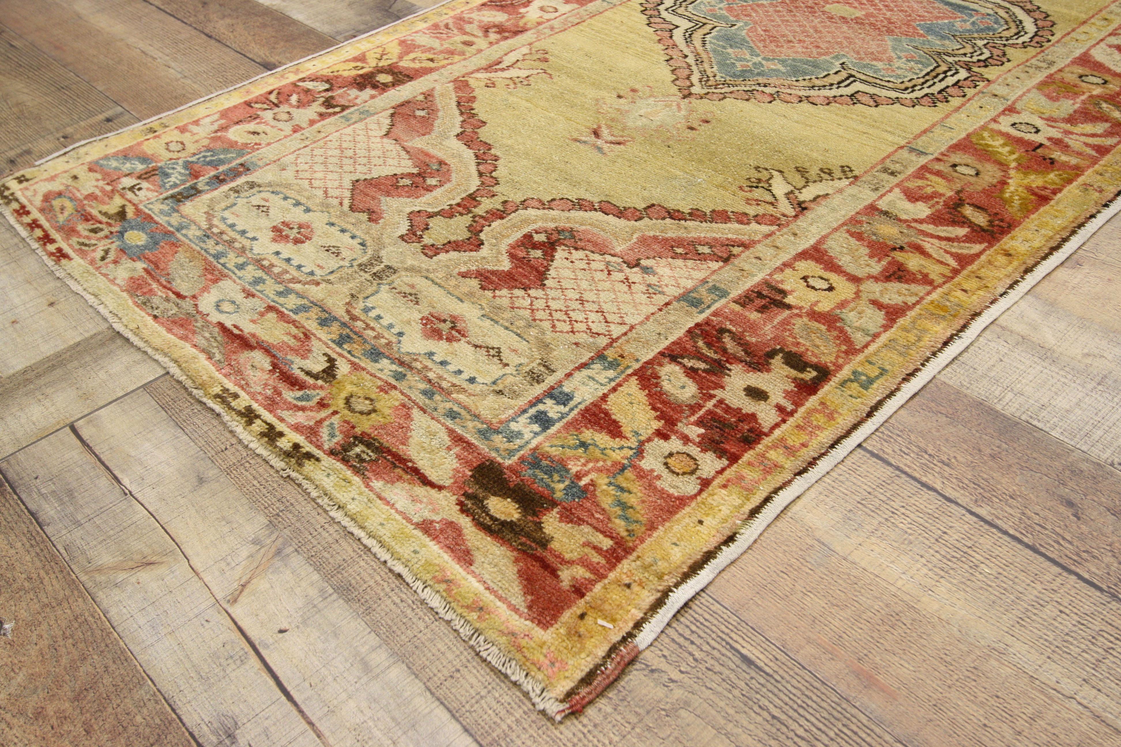Hand-Knotted Vintage Turkish Oushak Accent Rug for Kitchen, Bathroom, Foyer or Entry For Sale