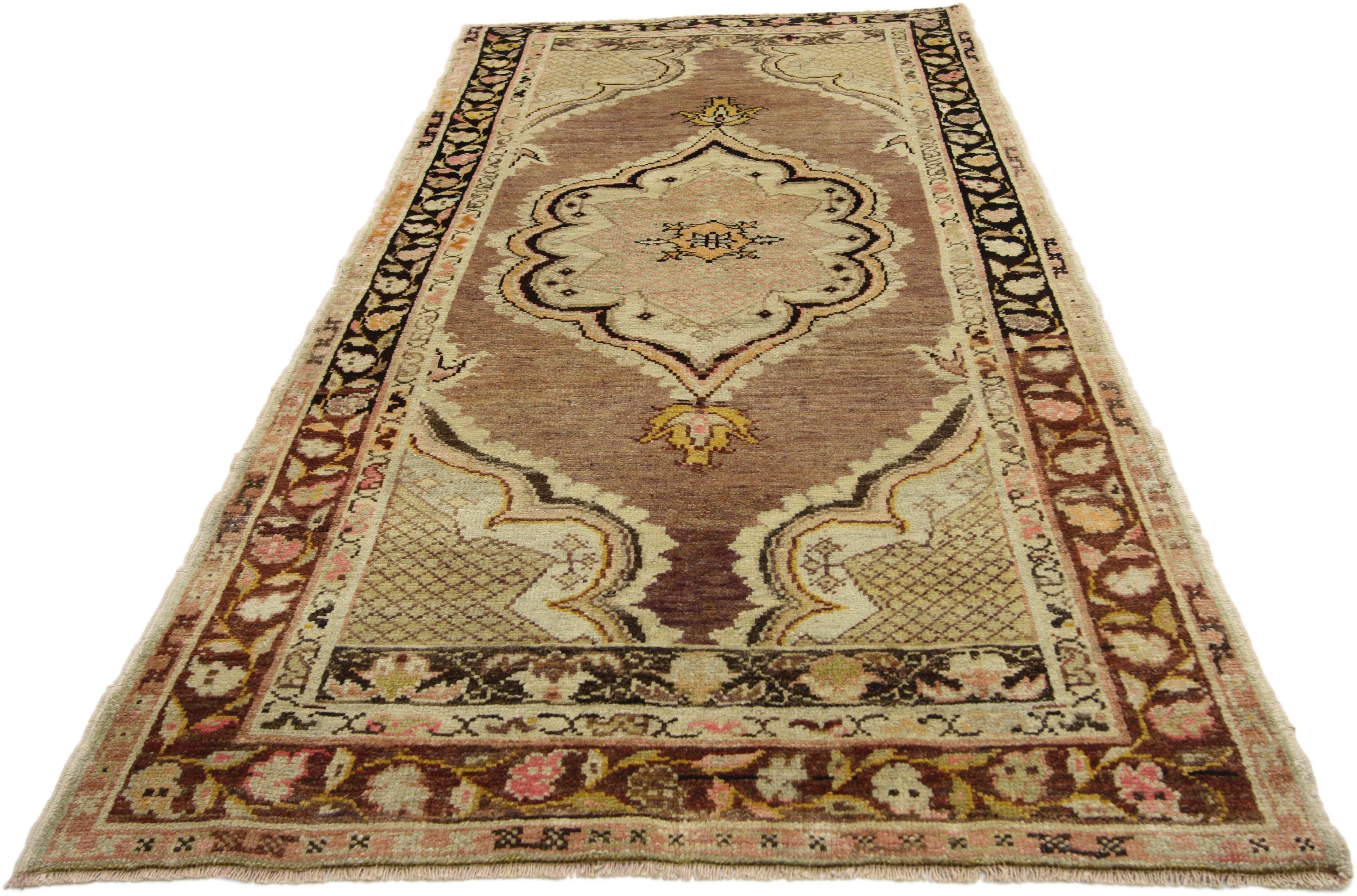 Wool Vintage Turkish Oushak Accent Rug for Kitchen, Bathroom, Foyer or Entry For Sale