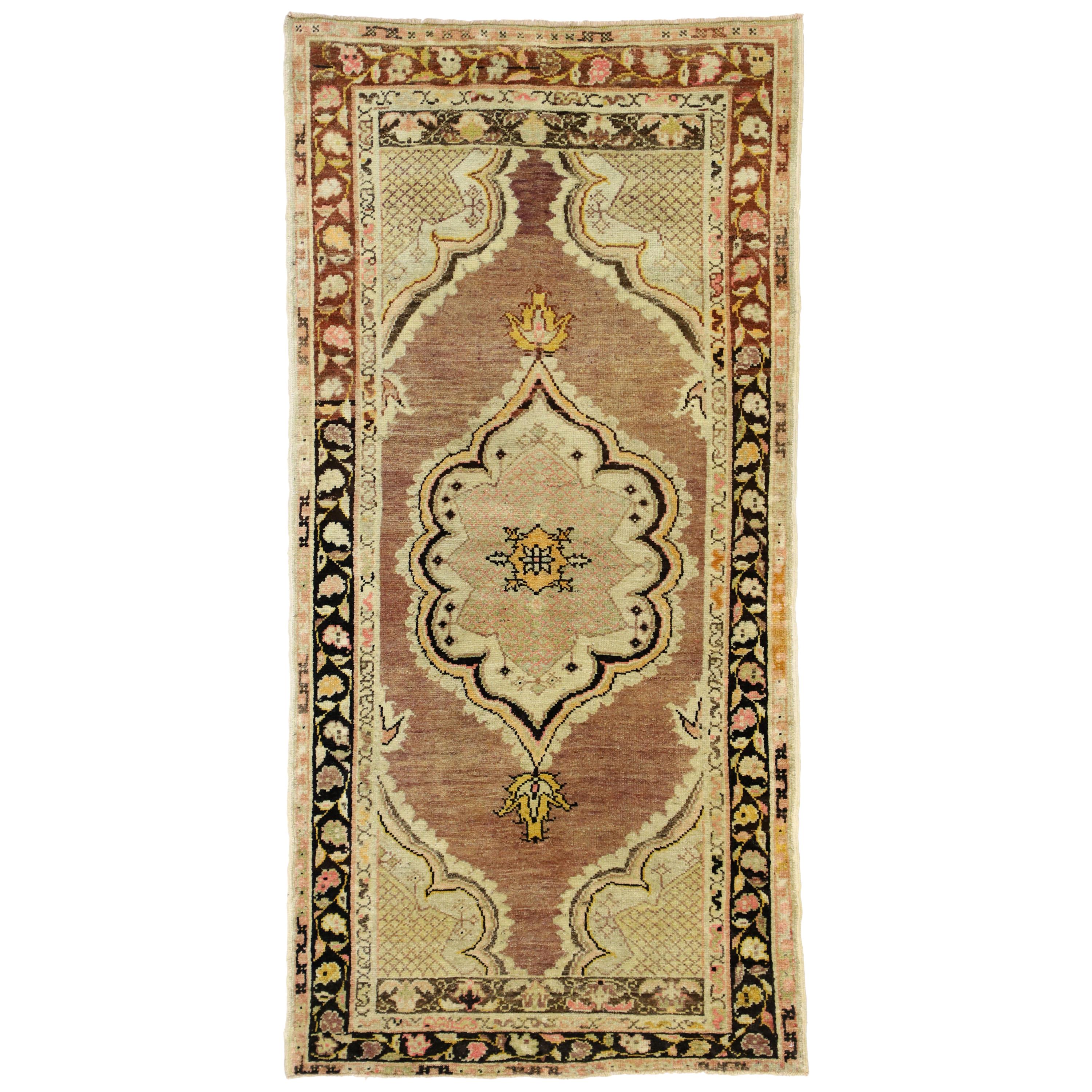 Vintage Turkish Oushak Accent Rug for Kitchen, Bathroom, Foyer or Entry For Sale