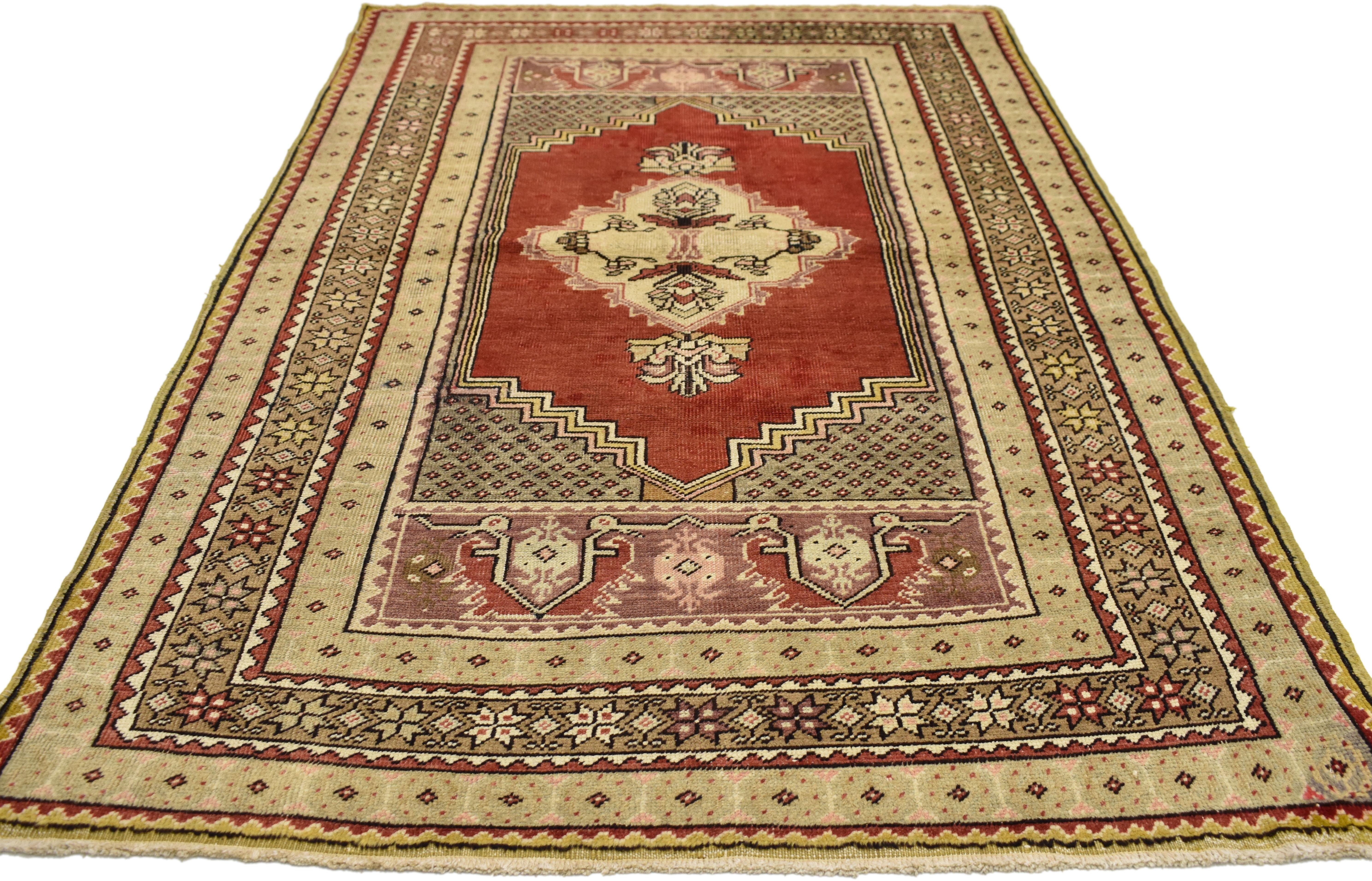 Hand-Knotted Vintage Turkish Oushak Accent Rug for Kitchen, Foyer, Bathroom or Entry Rug For Sale