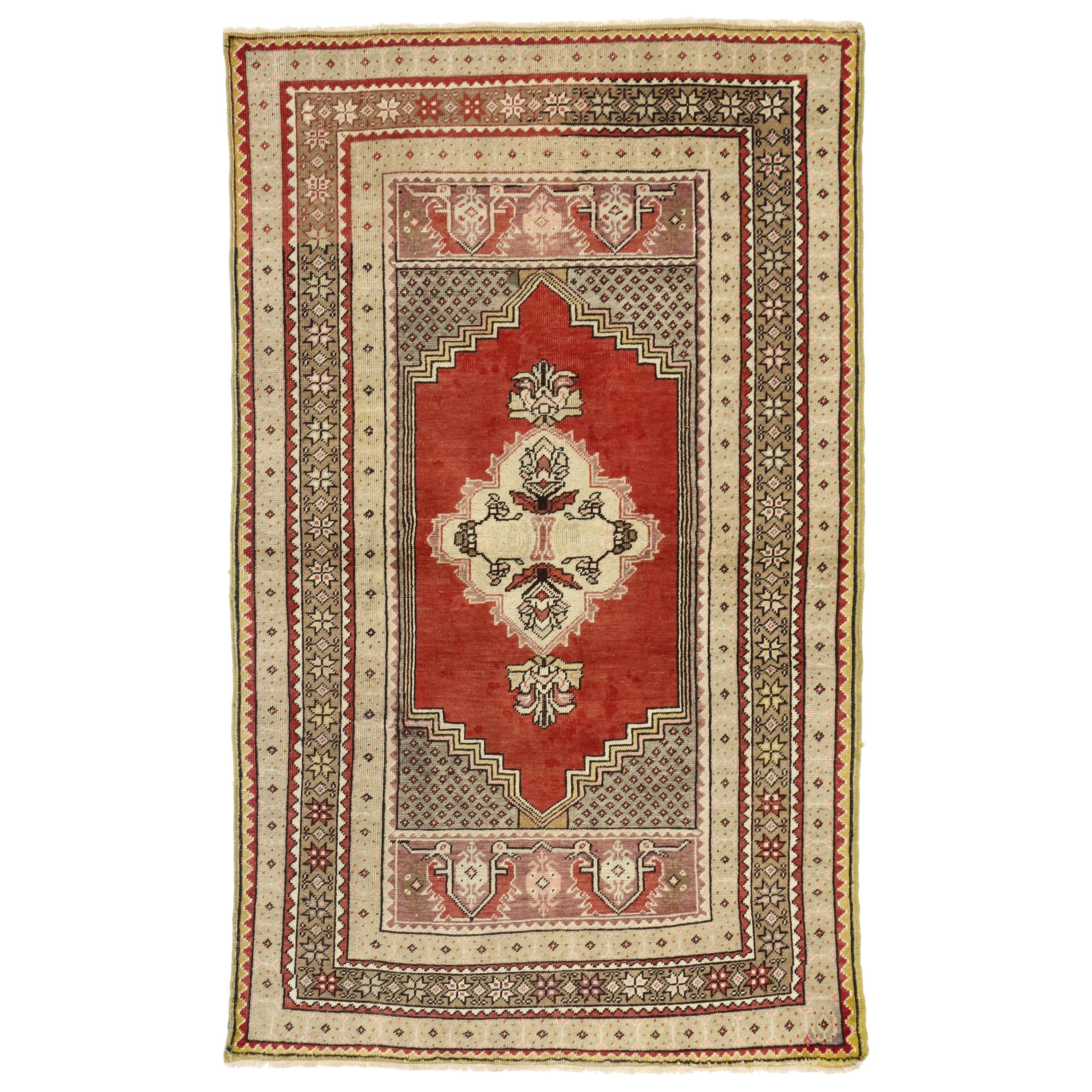 Vintage Turkish Oushak Accent Rug for Kitchen, Foyer, Bathroom or Entry Rug