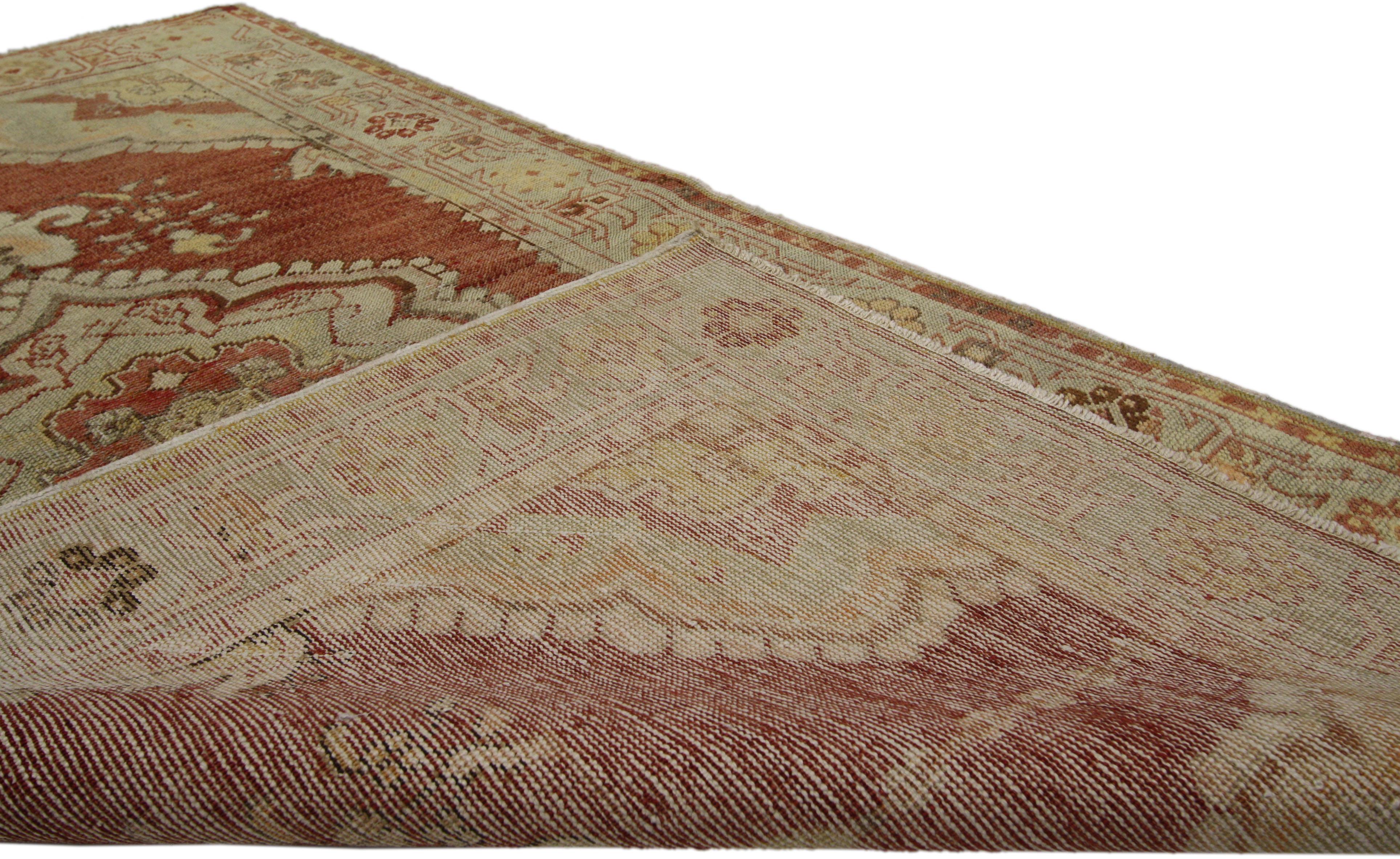 Vintage Turkish Oushak Accent Rug with Modern Rustic Spanish Colonial Style In Good Condition For Sale In Dallas, TX