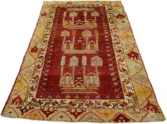 Distressed Vintage Anatolian Kirsehir Prayer Rug with Graveyard Marker Design