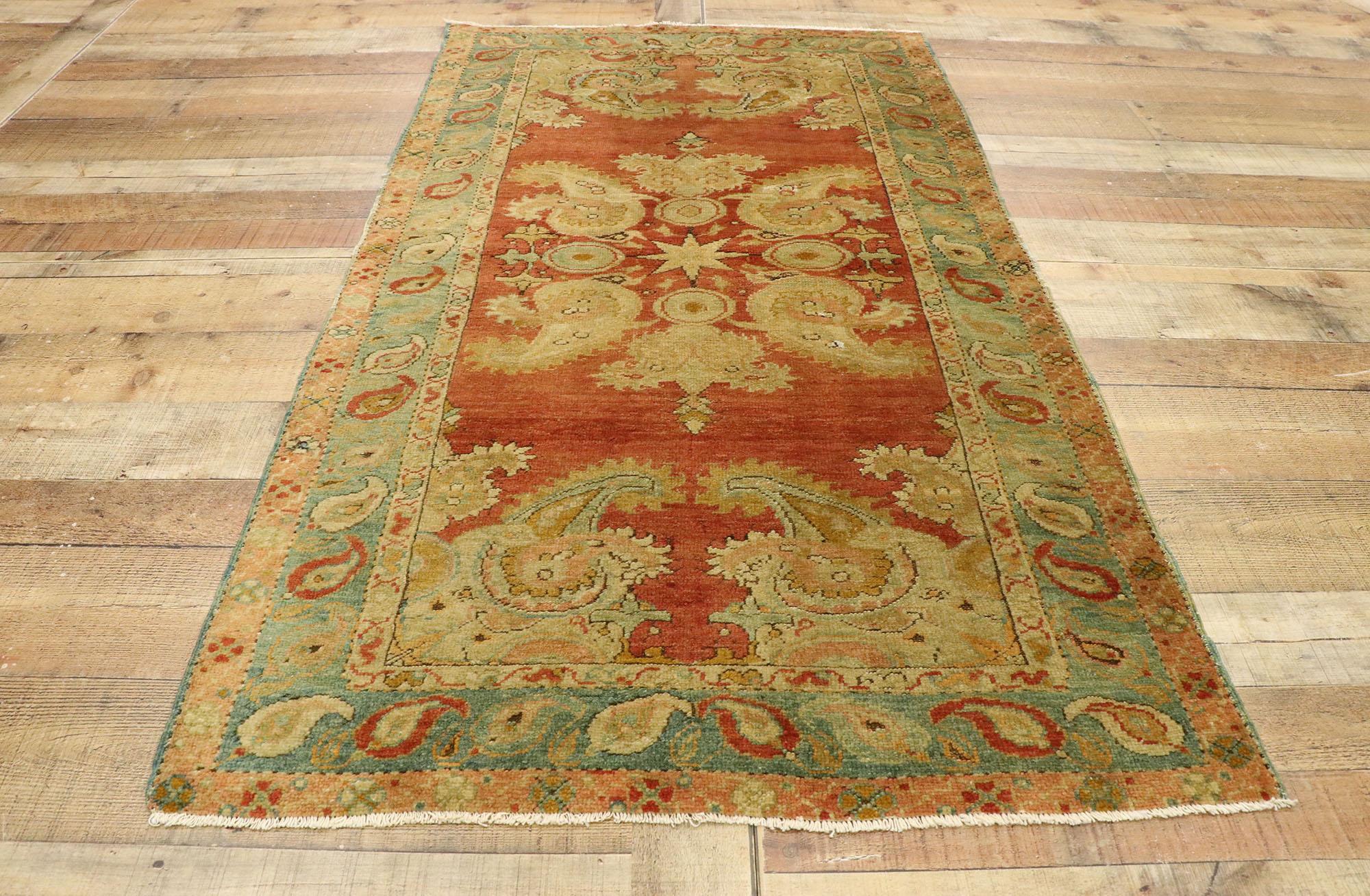 Vintage Turkish Oushak Accent Rug with All-Over Boteh Motif For Sale 1