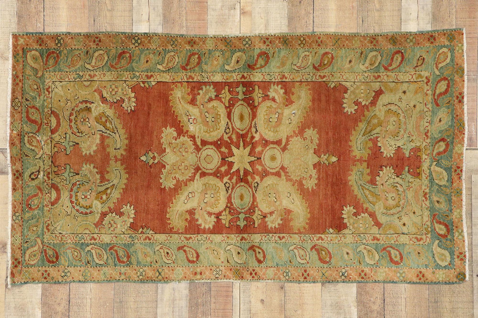 Vintage Turkish Oushak Accent Rug with All-Over Boteh Motif For Sale 2