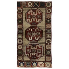 Used Turkish Oushak Accent Rug with Rustic Lodge Tribal Style
