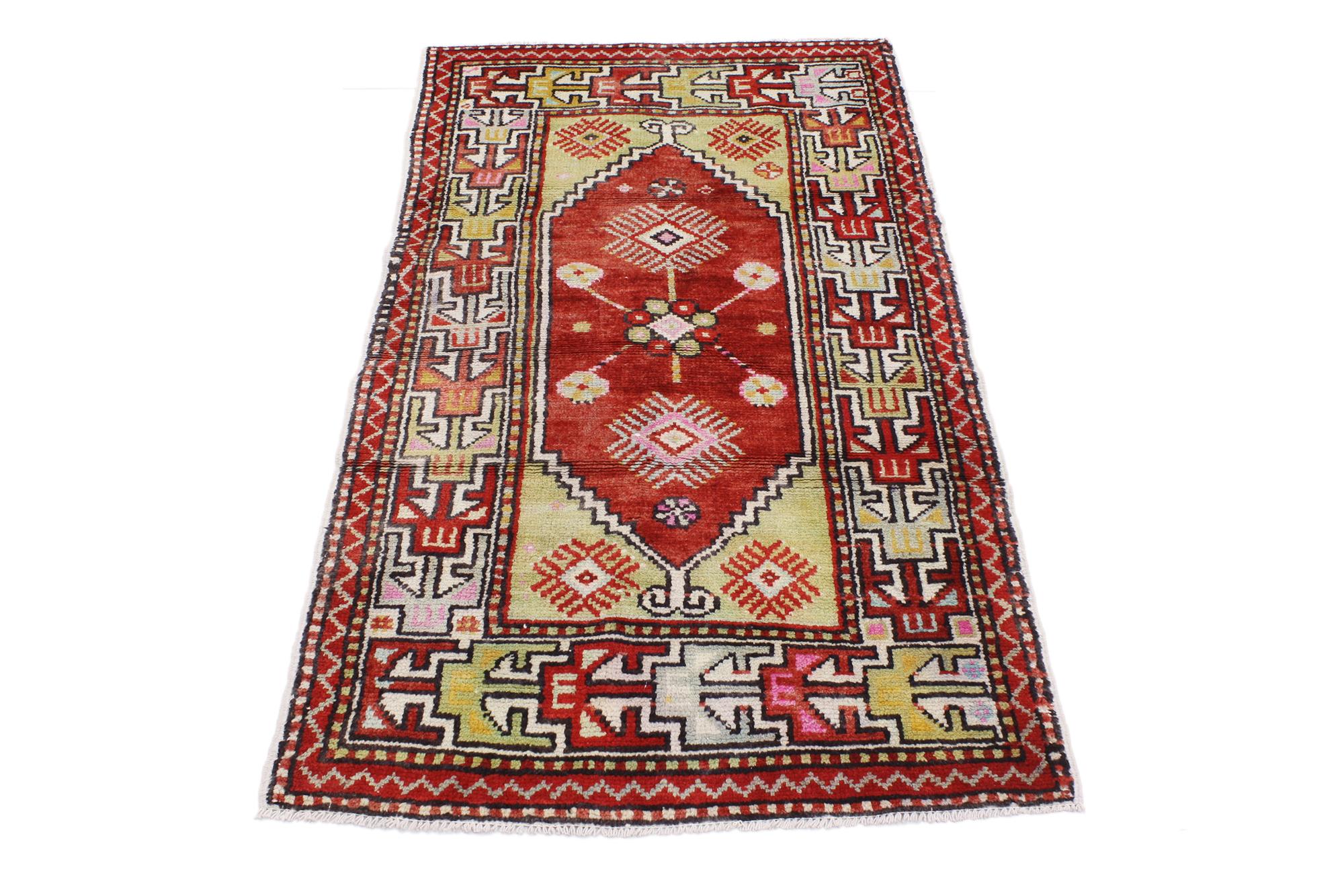 Alfombra turca Oushak de colores de los años 70 Anudado a mano en venta
