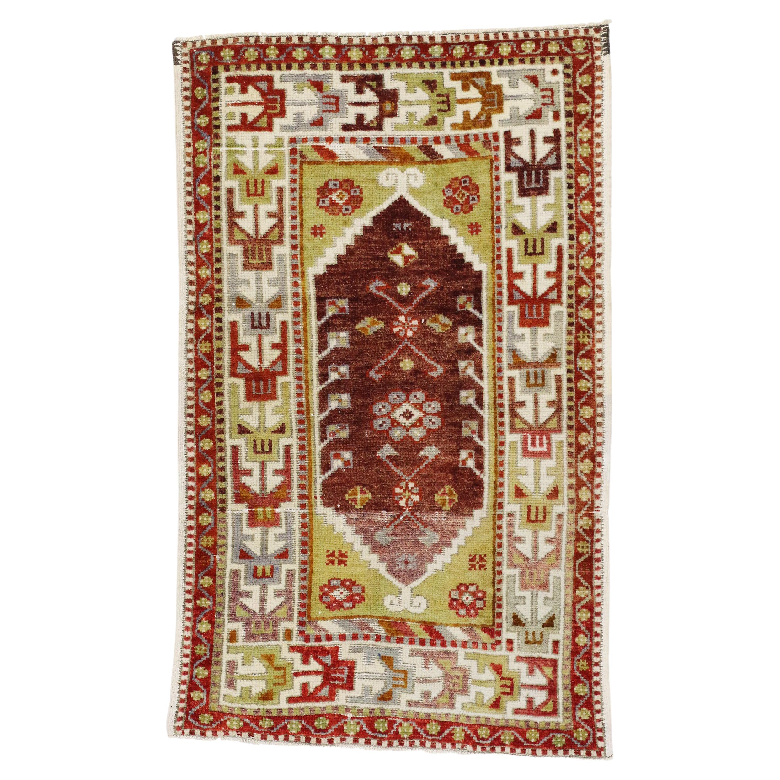 Vintage Turkish Yuntdag Rug, Boho Chic Meets Tribal Enchantment