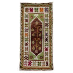 Retro Turkish Oushak Accent Rug with Color Pop, Anatolian Yuntdag Rug