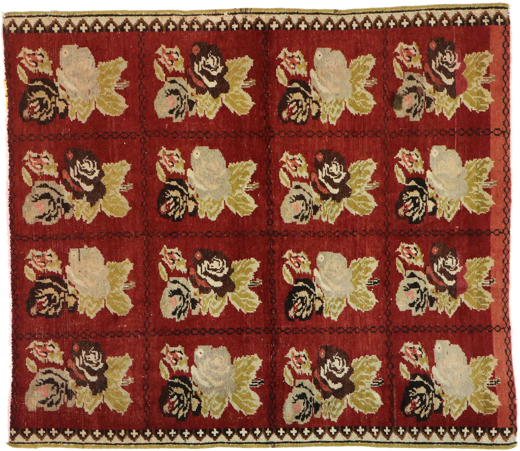 20th Century Vintage Red Turkish Oushak Rug