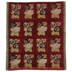 Retro Turkish Oushak Accent Rug with Farmhouse Style