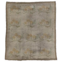 Vintage Turkish Oushak Accent Rug with French Farmhouse Style