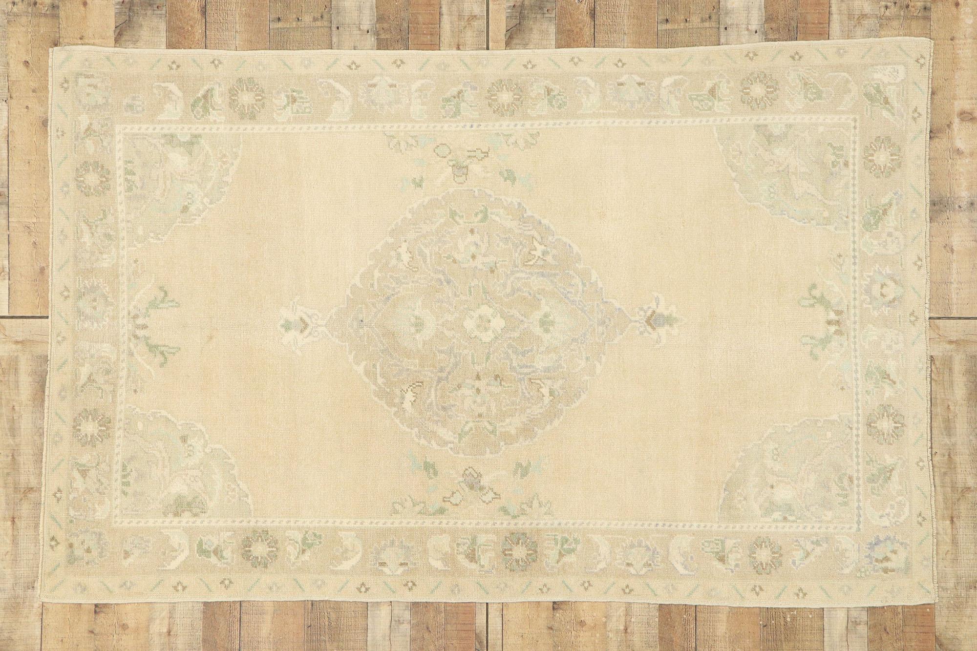 Vintage Turkish Oushak Accent Rug with French Renaissance Chateau Style For Sale 2