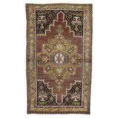 Vintage Turkish Oushak Accent Rug with Mid-Century Modern Style