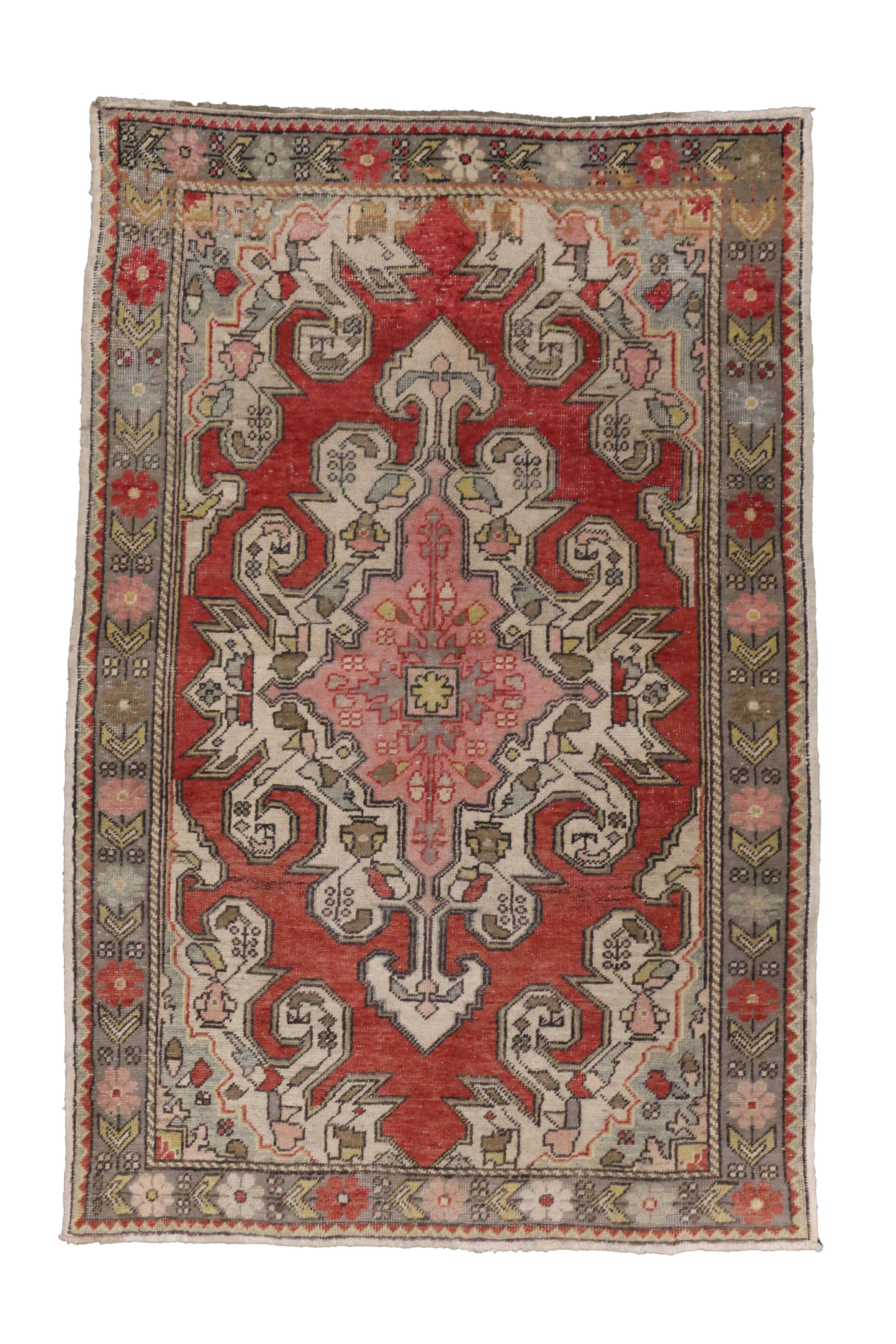 Vintage Turkish Oushak Accent Rug with Modern Industrial Style For Sale 4
