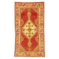 Vintage Turkish Oushak Accent Rug with Modern Northwestern Tribal Style