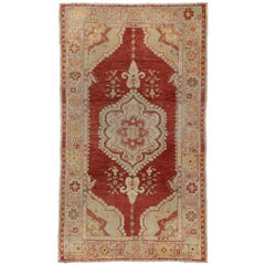 Vintage Turkish Oushak Accent Rug with Modern Rustic Spanish Colonial Style