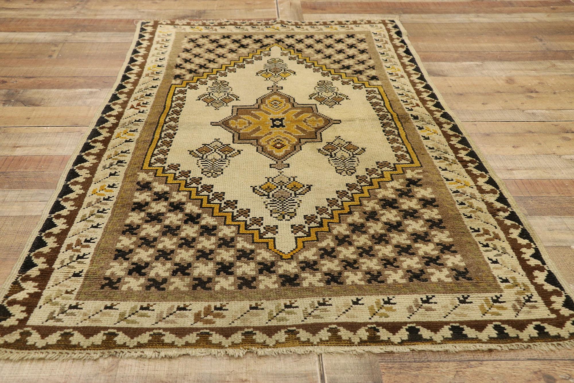 Vintage Turkish Oushak Accent Rug with Modern Shaker Style For Sale 1