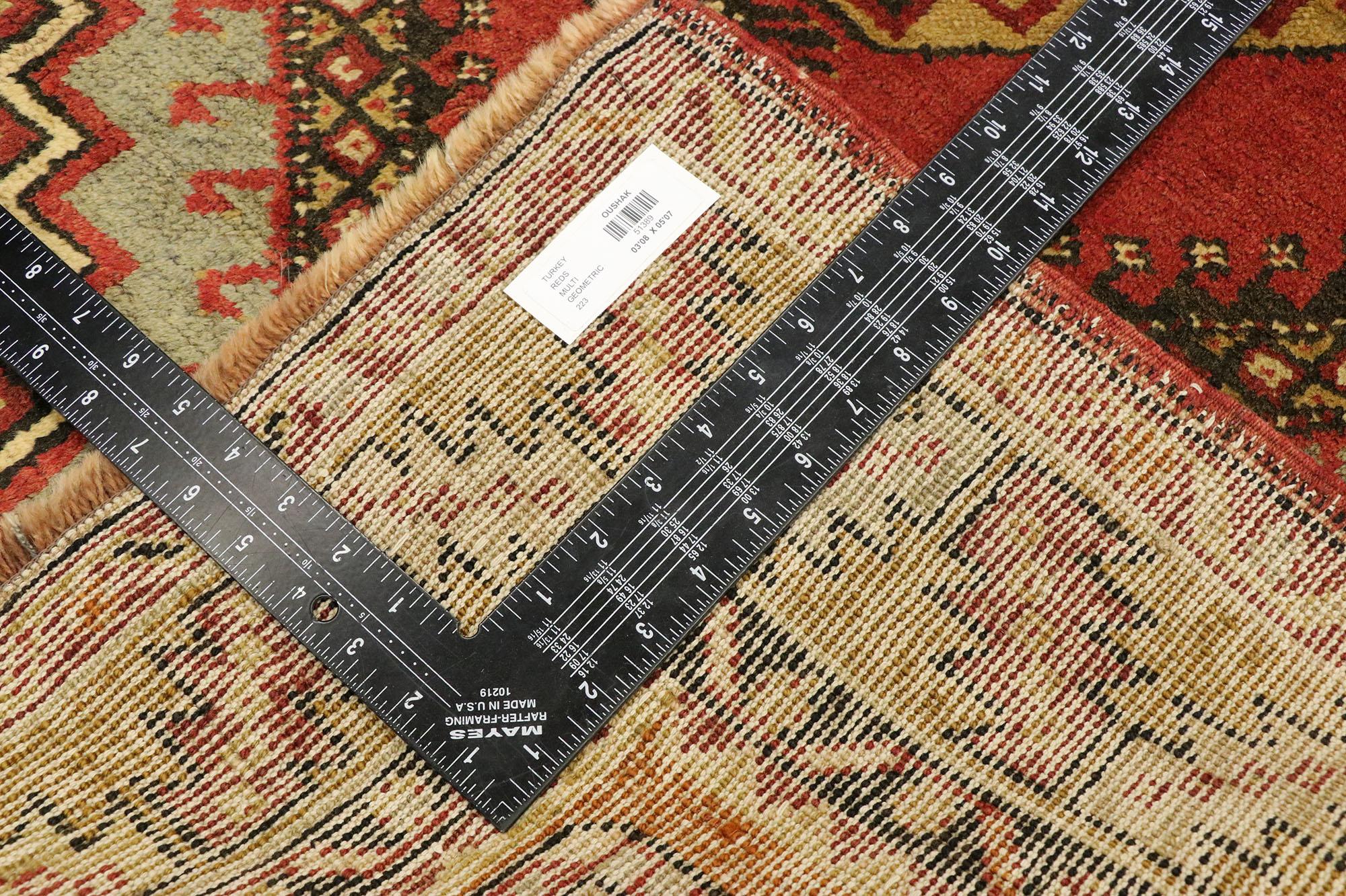 Vintage Turkish Oushak Accent Rug with Modern Spanish Revival Style In Good Condition For Sale In Dallas, TX