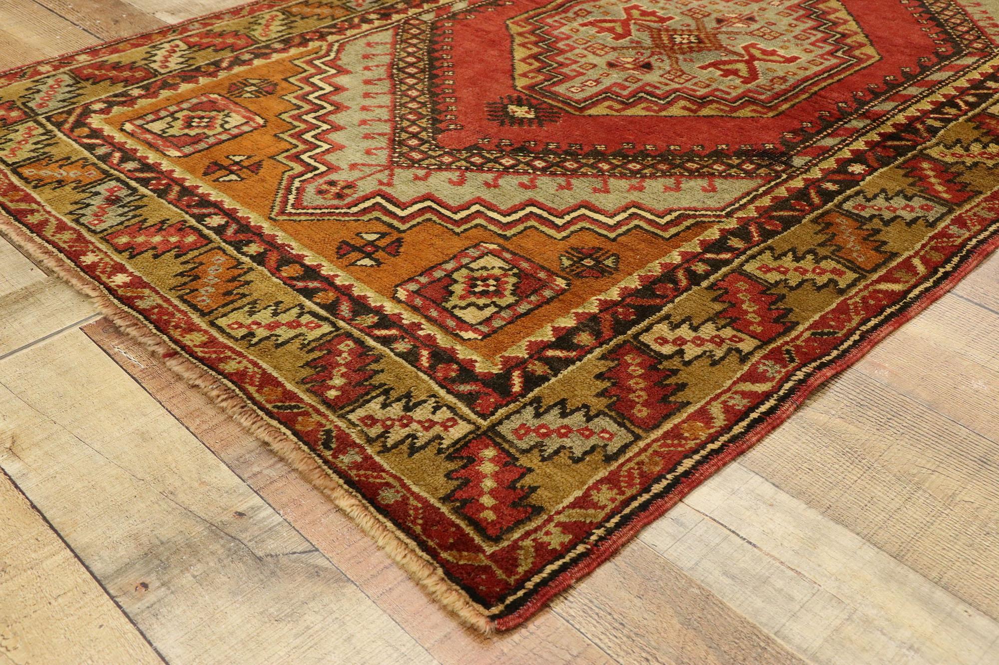 20th Century Vintage Turkish Oushak Accent Rug with Modern Spanish Revival Style For Sale