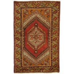 Vintage Turkish Oushak Accent Rug with Modern Spanish Revival Style