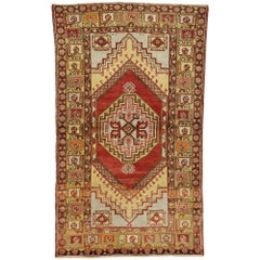 Vintage Turkish Oushak Accent Rug with Modern Traditional Style