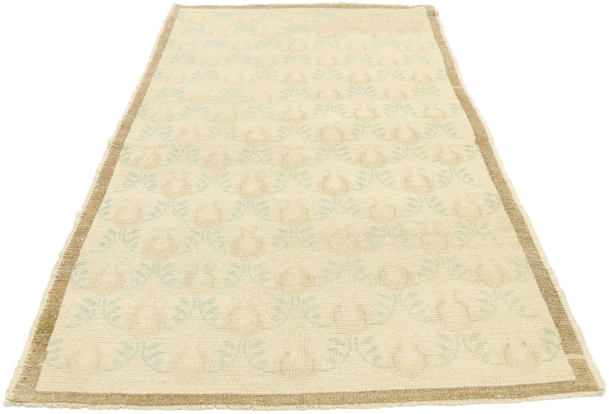 Hand-Knotted Vintage Turkish Oushak Accent Rug with Romantic French Rococo Chateau Style For Sale