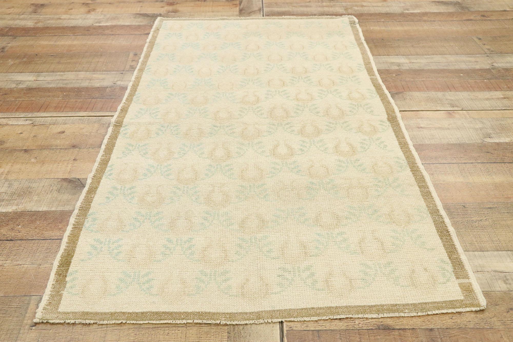 Vintage Turkish Oushak Accent Rug with Romantic French Rococo Chateau Style For Sale 1