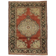 Tapis turc vintage d'appoint Oushak avec style rustique Bungalow