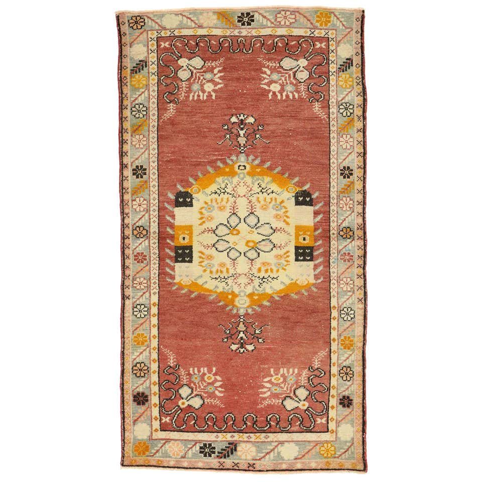 Vintage Turkish Oushak Rug with French Rococo Style For Sale at 1stDibs