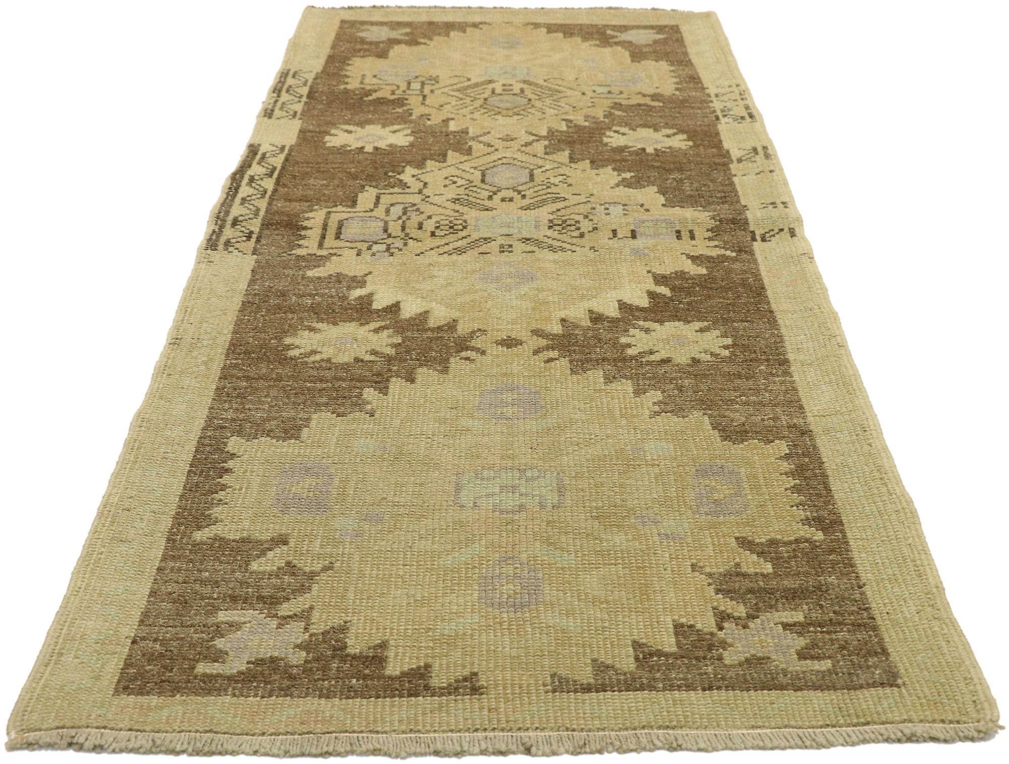 Hand-Knotted Vintage Turkish Oushak Accent Rug with Rustic Shaker Farmhouse Style For Sale