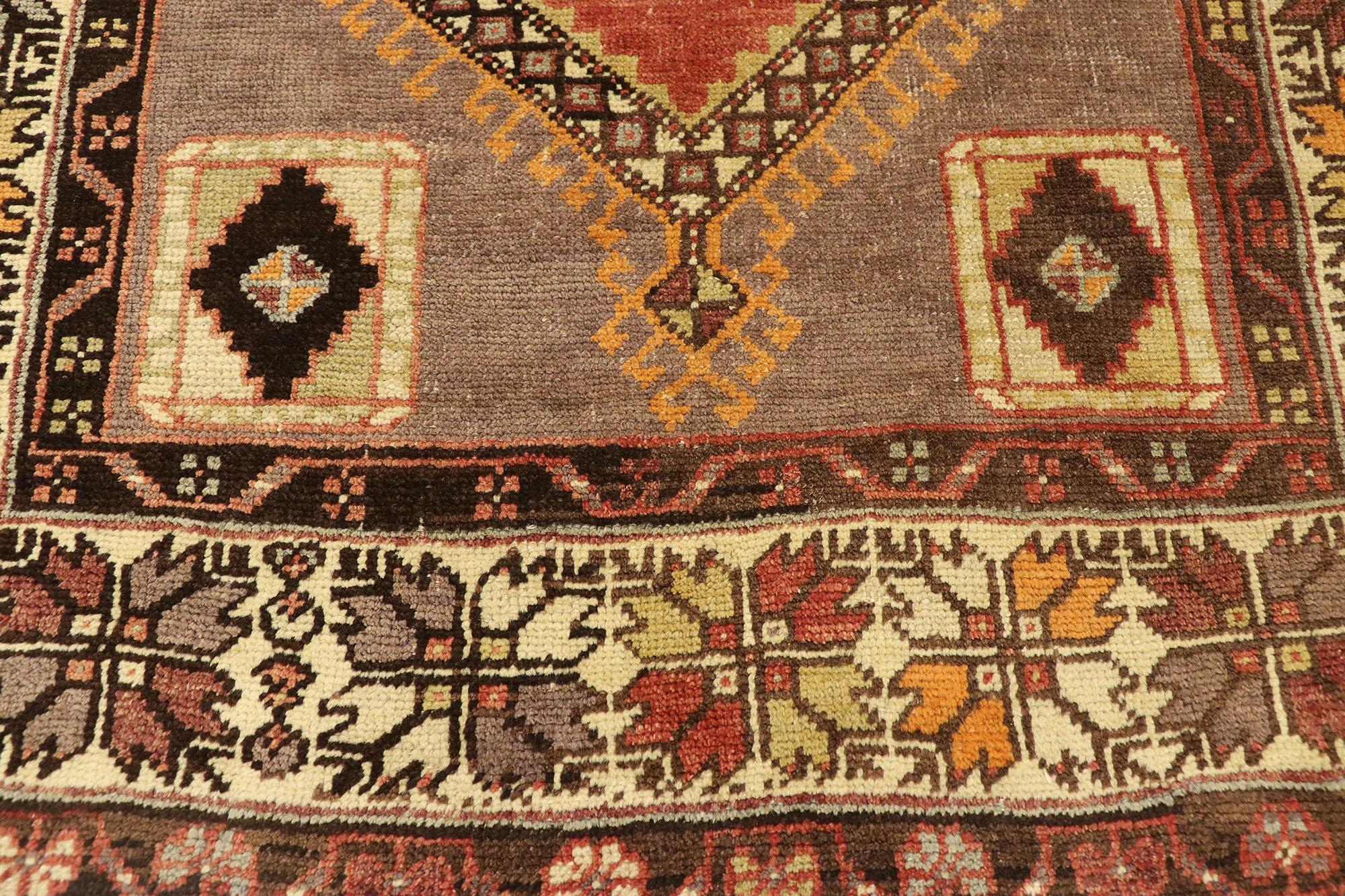 Vintage Turkish Oushak Accent Rug with Rustic Spanish Revival Style In Good Condition For Sale In Dallas, TX