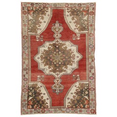 Vintage Turkish Oushak Accent Rug with Rustic Tudor Style