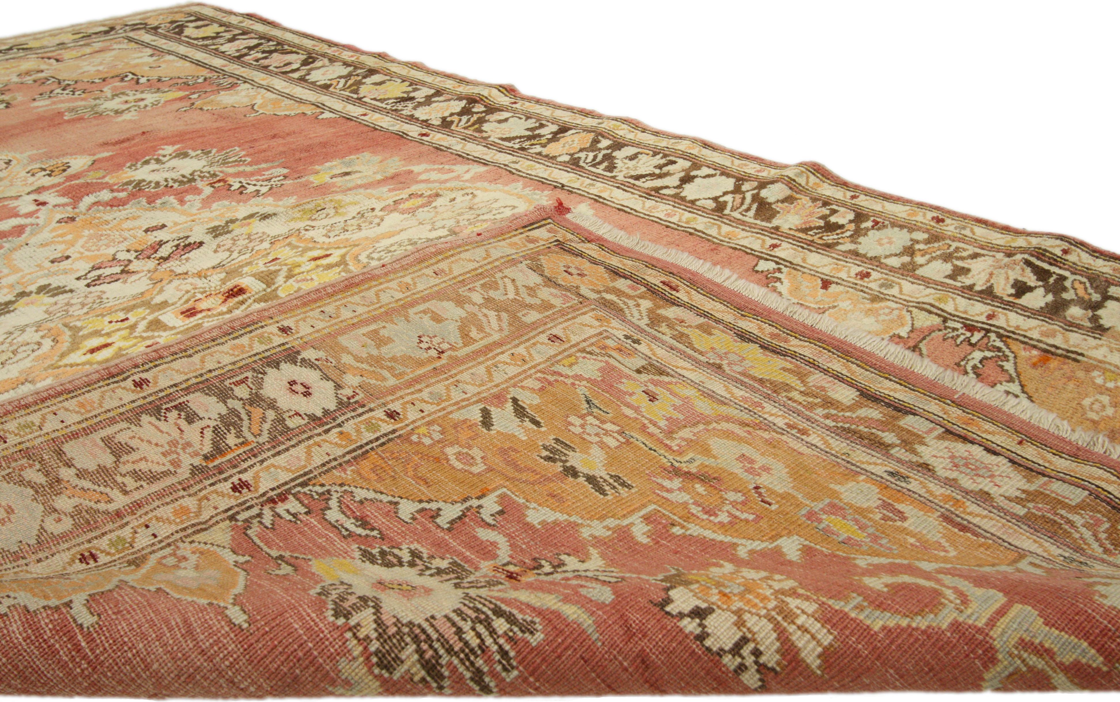 Hand-Knotted Vintage Turkish Oushak Accent Rug with Traditional Style, Entry or Foyer Rug For Sale