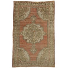 Tapis d'appoint turc vintage d'Oushak de style traditionnel