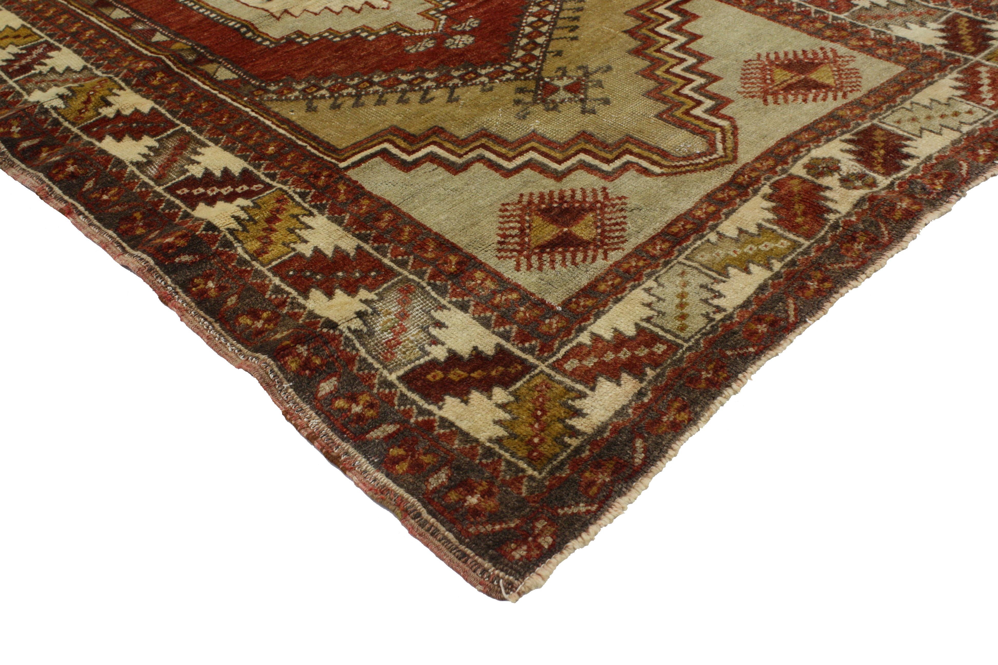 20th Century Vintage Turkish Oushak Accent Rug with Tribal Style For Sale