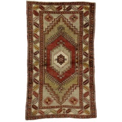 Vintage Turkish Oushak Accent Rug with Tribal Style